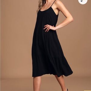 Black Tie Back Midi Dress